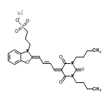 CAS#: 63834-57-1， Sodium 3-[(2Z)-2-[(2E)-4-(1,3-Dibutyl-4,6-Dioxo-2-Thioxotetrahydro-5(2H)-Pyrimidinylidene)-2-Buten-1-Ylidene]-1,3-Benzoxazol-3(2H)-Yl]-1-Propanesulfonate