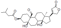 CAS#: 63979-73-7， 5,14-Dihydroxy-3beta-(3-Methyl-1-Oxobutoxy)-19-Oxo-5beta-Card-20(22)-Enolide