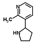 structure of CAS# 64114-19-8, 2-Methyl-3-(2-pyrrolidinyl)pyridine;2-Methyl Nornicotine;2-methyl-3-(2-pyrrolidinyl)-pyridine;2-Methyl-3-(2-pyrrolidinyl)pyridine