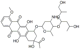 CAS 登录号：64253-71-0， 8-乙酰基-10-[4-氨基-5-[3-羟基-1-(1-羟基丙-2-基氧基)丁氧基]-6-甲基-四氢吡喃-2-基]氧基-6,8,11-三羟基-1-甲氧基-9,10-二氢-7H-并四苯-5,12-二酮