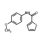 structure of CAS# 64419-14-3, N-(4-Methoxyphenyl)-2-thiophenecarboxamide;2-Thiophenecarboxamide,N-(4-methoxyphenyl)-;N-(4-methoxyphenyl)-2-thienylcarboxamide;N-(4-methoxyphenyl)-2-thiophenecarboxamide