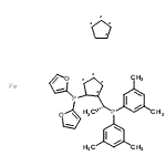 结构式 CAS# 649559-66-0, 1,2,3,4,5-环戊烷五基化合物与1-[(1R)-1-[二(3,5-二甲基苯基)膦基]乙基]-2-(二-2-呋喃基膦基)-1,2,3,4,5-环戊烷五基,铁盐(1:1:1)
