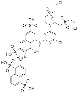 CAS#: 65180-62-3， 2-[[8-[[4-[Bis[2-[(2-Chloroethyl)Sulphonyl]Ethyl]Amino]-6-Chloro-1,3,5-Triazin-2-Yl]Amino]-1-Hydroxy-3,6-Disulpho-2-Naphthyl]Azo]Naphthalene-1,5-Disulphonic Acid