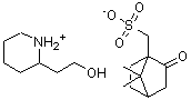 structure of CAS# 652144-68-8, 2-(2-Hydroxyethyl)piperidinium (7,7-dimethyl-2-oxobicyclo[2.2.1]hept-1-yl)methanesulfonate;(S)-2-(Pi<wbr>peridin-2<wbr>-yl)ethan<wbr>ol ((1S,4<wbr>R)-7,7-di<wbr>methyl-2-<wbr>oxobicycl<wbr>o[2.2.1]h<wbr>eptan-1-y<wbr>l)methane<wbr>sulfonate