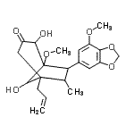 CAS#: 65703-35-7， 5-Allyl-2,8-dihydroxy-1-methoxy-7-(7-methoxy-1,3-benzodioxol-5-yl)-6-methylbicyclo[3.2.1]octan-3-one