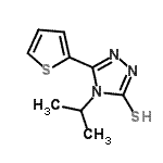 structure of CAS# 667412-77-3, 4-Isopropyl-5-(2-thienyl)-4H-1,2,4-triazole-3-thiol;4-(methylethyl)-5-(2-thienyl)-1,2,4-triazole-3-thiol;4-(propan-2-yl)-5-(thiophen-2-yl)-4H-1,2,4-triazole-3-thiol;4-Isopropyl-5-thien-2-yl-4H-1,2,4-triazole-3-thiol