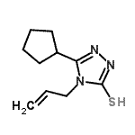 structure of CAS# 667412-80-8, 4-Allyl-5-cyclopentyl-4H-1,2,4-triazole-3-thiol;5-cyclopentyl-4-(prop-2-en-1-yl)-4H-1,2,4-triazole-3-thiol;5-cyclopentyl-4-prop-2-enyl-1,2,4-triazole-3-thiol;MFCD04054537