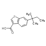 structure of CAS# 667436-12-6, 6-(2-Methyl-2-butanyl)-1-benzothiophene-3-carboxylic acid;6-(1,1-Dimethylpropyl)-1-benzothiophene-3-carboxylic acid;6-(1,1-dimethylpropyl)benzo[b]thiophene-3-carboxylic acid;MFCD03419874