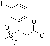 structure of CAS# 667877-45-4, N-(3-Fluorophenyl)-N-(methylsulfonyl)glycine;[3-fluoro(methylsulfonyl)anilino]acetic acid;2-(N-(3-fluorophenyl)methylsulfonamido)acetic acid;MFCD03865656