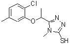 structure of CAS# 669737-45-5, 5-[1-(2-Chloro-5-methylphenoxy)ethyl]-4-methyl-4H-1,2,4-triazole-3-thiol;5-[(2-chl<wbr>oro-5-met<wbr>hylphenox<wbr>y)ethyl]-<wbr>4-methyl-<wbr>1,2,4-tri<wbr>azole-3-t<wbr>hiol;5-[1-(2-C<wbr>hloro-5-m<wbr>ethylphen<wbr>oxy)ethyl<wbr>]-4-methy<wbr>l-4H-1,2,<wbr>4-triazol<wbr>e-3-thiol;MFCD04054777