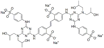 CAS 登录号：67786-25-8， 4,4'-二[[4-[二(2-羟基丙基)氨基]-6-[(4-磺酸基苯基)氨基]-1,3,5-三嗪-2-基]氨基]-二苯乙烯-2,2'-二磺酸四钠