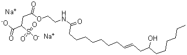 CAS#: 67893-42-9， 2-Sulfo-Butanedioic Acid 4-[2-[(12-Hydroxy-1-Oxo-9-Octadecen-1-Yl)Amino]Ethyl] Ester Sodiumsalt (1:2)