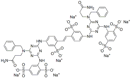 CAS#: 68134-04-3， Hexasodium 2,2'-[Vinylenebis[(3-Sulphonato-4,1-Phenylene)Imino[6-[(3-Amino-3-Oxopropyl)(Phenylmethyl)Amino]-1,3,5-Triazine-4,2-Diyl]Imino]]Bis(Benzene-1,4-Disulphonate)