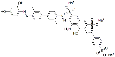 CAS#: 68318-35-4， Trisodium 4-Amino-3-[[4'-[(2,4-Dihydroxyphenyl)Azo]-3,3'-Dimethyl[1,1'-Biphenyl]-4-Yl]Azo]-5-Hydroxy-6-[(4-Sulphonatophenyl)Azo]Naphthalene-2,7-Disulphonate