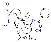 CAS#: 6846-46-4， 20-Ethyl-1alpha,6alpha,16beta-Trimethoxy-4-(Methoxymethyl)Aconitane-8,13,14alpha-Triol 8-Acetate 14-Benzoate