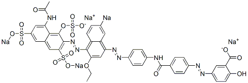 CAS#: 6859-12-7， Tetrasodium 5-((4-(((4-((4-((8-(acetylamino)-1-hydroxy-3,6-disulphonato-2-naphthyl)azo)-3-ethoxy-7-sulphonato-1-naphthyl)azo)phenyl)amino)carbonyl)phenyl)azo)salicylate