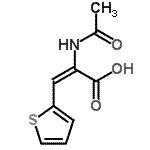 structure of CAS# 68762-59-4, (2E)-2-Acetamido-3-(2-thienyl)acrylic acid;(2E)-2-(acetylamino)-3-(2-thienyl)prop-2-enoic acid;(2E)-2-(acetylamino)-3-(thiophen-2-yl)prop-2-enoic acid;2-(Acetylamino)-3-(2-thienyl)-2-propenoicacid