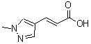 structure of CAS# 689251-97-6, (2E)-3-(1-Methyl-1H-pyrazol-4-yl)acrylic acid;(2E)-3-(1-Methyl-1H-pyrazol-4-yl)-2-propenoic acid;(2E)-3-(1-Methyl-1H-pyrazol-4-yl)-2-propenoic acid #;(2E)-3-(1-methyl-1H-pyrazol-4-yl)prop-2-enoic acid