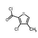 structure of CAS# 690632-13-4, 3-Chloro-4-methyl-2-thiophenecarbonyl chloride;3-CHLORO-4-METHYL-2-THIOPHENECARBONYLCHLORIDE;MFCD05865109;ZINC02563868