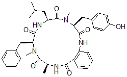 CAS#: 691363-62-9， Cyclo(L-Alanyl-N-Methyl-L-Phenylalanyl-L-Valyl-N-Methyl-L-Tyrosyl-2-Aminobenzoyl)