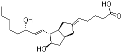structure of CAS# 69552-46-1, (5E)-5-[(3aS,4R,5R,6aS)-5-Hydroxy-4-[(E,3S)-3-hydroxyoct-1-enyl]-3,3a,4,5,6,6a-hexahydro-1H-pentalen-2-ylidene]pentanoic acid;(5E)-5-[(3As,4R,5R,6As)-5-Hydroxy-4-[(E,3S)-3-Hydroxyoct-1-Enyl]-3,3A,4,5,6,6A-Hexahydro-1H-Pentalen-2-Ylidene]Pentanoic Acid;5-[(3As,4R,5R,6As)-5-Hydroxy-4-[(3S)-3-Hydroxyoct-1-Enyl]-3,3A,4,5,6,6A-Hexahydro-1H-Pentalen-2-Ylidene]Valeric Acid;(5E)-5-[(3As,4R,5R,6As)-5-Hydroxy-4-[(E,3S)-3-Hydroxyoct-1-Enyl]-3,3A,4,5,6,6A-Hexahydro-1H-Pentalen-2-Ylidene]Valeric Acid