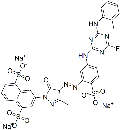 CAS#: 69929-13-1， Trisodium 3-[4-[[5-[[4-Fluoro-6-[(O-Tolyl)Amino]-1,3,5-Triazin-2-Yl]Amino]-2-Sulphonatophenyl]Azo]-4,5-Dihydro-3-Methyl-5-Oxo-1H-Pyrazol-1-Yl]Naphthalene-1,5-Disulphonate