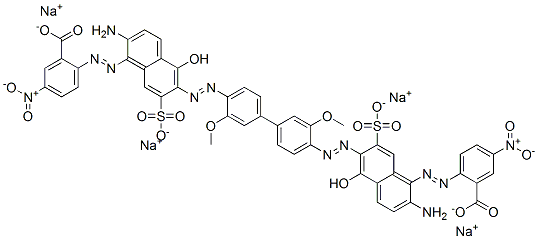 CAS#: 70210-33-2， Tetrasodium 2,2'-[(3,3'-Dimethoxy[1,1'-Biphenyl]-4,4'-Diyl)Bis[Azo(2-Amino-5-Hydroxy-7-Sulphonato-6,1-Naphthylene)Azo]]Bis[5-Nitrobenzoate]