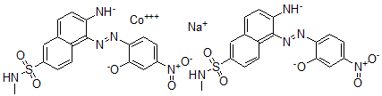 CAS 登录号：70236-59-8， 二[6-氨基-5-[(2-羟基-4-硝基苯基)偶氮]-N-甲基-2-萘磺胺(2-)]-钴酸(1-)钠