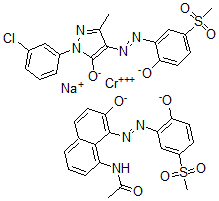 CAS#: 70281-41-3， [2-(3-Chlorophenyl)-2,4-Dihydro-4-[[2-Hydroxy-5-(Methylsulfonyl)Phenyl]Azo]-5-Methyl-3H-Pyrazol-3-Onato(2-)][N-[7-Hydroxy-8-[[2-Hydroxy-5-(Methylsulfonyl)Phenyl]Azo]-1-Naphthalenyl]Acetamidato(2-)]-Chromate Sodium