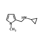 structure of CAS# 713501-65-6, N-[(1-Methyl-1H-pyrrol-2-yl)methyl]cyclopropanamine;Cyclopropyl-(1-methyl-1H-pyrrol-2-ylmethyl)-amine;Cyclopropyl-(1-methyl-1H-pyrrol-2-ylmethyl)-amine;cyclopropyl[(1-methyl-1H-pyrrol-2-yl)methyl]amine