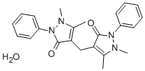 structure of CAS# 71501-10-5, 4,4'-Diantipyrylmethane Monohydrate;4-[(1,5-Dimethyl-3-Oxo-2-Phenyl-Pyrazol-4-Yl)Methyl]-1,5-Dimethyl-2-Phenyl-Pyrazol-3-One;4-[(1,5-Dimethyl-3-Oxo-2-Phenyl-4-Pyrazolyl)Methyl]-1,5-Dimethyl-2-Phenyl-3-Pyrazolone;4-[(3-Keto-1,5-Dimethyl-2-Phenyl-Pyrazol-4-Yl)Methyl]-1,5-Dimethyl-2-Phenyl-Pyrazol-3-One