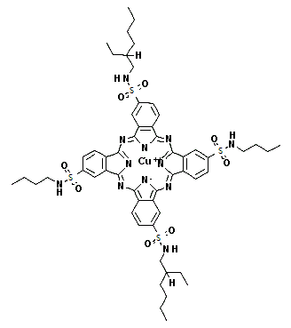 CAS#: 71566-25-1， (N2,N16-dibutyl-N9,N23-bis(2-ethylhexyl)-29H,31H-phthalocyanine-2,9,16,23-tetrasulfonamidato)-Copper