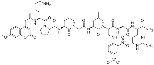 CAS#: 720710-69-0， N2-[(7-Methoxy-2-oxo-2H-1-benzopyran-4-yl)acetyl]-L-lysyl-L-prolyl-L-leucylglycyl-L-leucyl-3-[(2,4-dinitrophenyl)amino]-L-alanyl-L-alanyl-L-Argininamide