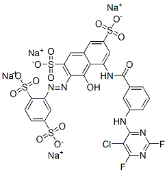 CAS#: 72139-13-0， Tetrasodium (3Z)-5-[[3-[(5-Chloro-2,6-Difluoropyrimidin-4-Yl)Amino]Benzoyl]Amino]-3-[(2,5-Disulfonatophenyl)Hydrazinylidene]-4-Oxonaphthalene-2,7-Disulfonate