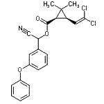 CAS#: 72204-44-5， Cyano(3-phenoxyphenyl)methyl (1R,3R)-3-(2,2-dichlorovinyl)-2,2-dimethylcyclopropanecarboxylate