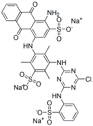 CAS#: 72214-18-7， Trisodium 1-Amino-4-[[3-[[4-Chloro-6-[(Sulphonatophenyl)Amino]-1,3,5-Triazin-2-Yl]Amino]-2,4,6-Trimethyl-5-Sulphonatophenyl]Amino]-9,10-Dihydro-9,10-Dioxoanthracene-2-Sulphonate