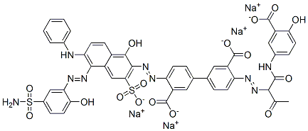 CAS#: 72252-59-6， 4-[[5-[[5-(Aminosulfonyl)-2-Hydroxyphenyl]Azo]-1-Hydroxy-6-(Phenylamino)-3-Sulfo-2-Naphthalenyl]Azo]-4'-[[1-[[(3-Carboxy-4-Hydroxyphenyl)Amino]Carbonyl]-2-Oxopropyl]Azo]-[1,1'-Biphenyl]-3,3'-Dicarboxylic Acid Tetrasodium Salt