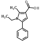 structure of CAS# 724744-76-7, 1-Ethyl-2-methyl-5-phenyl-1H-pyrrole-3-carboxylic acid;1-ethyl-2-methyl-5-phenyl-1H-pyrrole-3-carboxylic acid;1H-pyrrole-3-carboxylic acid, 1-ethyl-2-methyl-5-phenyl-;1H-PYRROLE-3-CARBOXYLICACID, 1-ETHYL-2-METHYL-5-PHENYL-