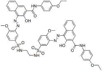 CAS 登录号：72659-69-9， (4Z)-N-(4-乙氧基苯基)-4-[[5-[2-[[3-[(2Z)-2-[3-[(4-乙氧基苯基)氨基甲酰]-2-氧代萘-1-亚基]肼基]-4-甲氧基苯基]磺酰基氨基]乙基氨基磺酰基]-2-甲氧基苯基]亚肼基]-3-氧代萘-2-甲酰胺