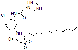 CAS#: 72828-78-5， (2R)-N-[4-Chloro-3-[[2-(1,2,4-Triazolidin-1-Yl)Acetyl]Amino]Phenyl]-2-Dodecylsulfonylpropanamide
