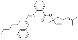 CAS#: 72928-45-1， 3,7-Dimethylocta-1,6-Dien-3-Yl 2-[[(2E)-2-(Phenylmethylidene)Octylidene]Amino]Benzoate