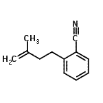 structure of CAS# 731772-68-2, 2-(3-Methyl-3-buten-1-yl)benzonitrile;2-(3-Methylbut-3-en-1-yl)benzonitrile;4-(2-Cyanophenyl)-2-methyl-1-butene;4-(2-Cyanophenyl)-2-methylbut-1-ene