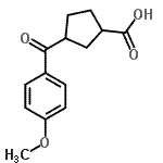 structure of CAS# 732252-30-1, (1S,3R)-3-(4-Methoxybenzoyl)cyclopentanecarboxylic acid;3-(4-Methoxybenzoyl)cyclopentanecarboxylic acid;AIDS160503;AIDS-160503