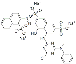 CAS#: 73297-02-6， Trisodium (3Z)-5-[[4-Chloro-6-(Methyl-Phenylamino)-1,3,5-Triazin-2-Yl]Amino]-4-Oxo-3-[(1-Sulfonatonaphthalen-2-Yl)Hydrazinylidene]Naphthalene-2,7-Disulfonate