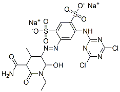 CAS#: 73398-40-0， Disodium 4-[[5-(Aminocarbonyl)-1-Ethyl-2-Hydroxy-4-Methyl-6-Oxopiperidin-3-Yl]Azo]-6-[(4,6-Dichloro-1,3,5-Triazin-2-Yl)Amino]Benzene-1,3-Disulphonate