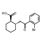 structure of CAS# 735274-92-7, (1R,2S)-2-[2-(2-Bromophenyl)-2-oxoethyl]cyclohexanecarboxylic acid;trans-2-[<wbr>2-(2-brom<wbr>ophenyl)-<wbr>2-oxoethy<wbr>l]cyclohe<wbr>xane-1-ca<wbr>rboxylic <wbr>acid