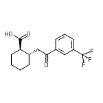 structure of CAS# 735274-99-4, (1R,2S)-2-{2-Oxo-2-[3-(trifluoromethyl)phenyl]ethyl}cyclohexanecarboxylic acid;trans-2-[<wbr>2-Oxo-2-(<wbr>3-trifluo<wbr>romethylp<wbr>henyl)eth<wbr>yl]cycloh<wbr>exane-1-c<wbr>arboxylic<wbr> acid