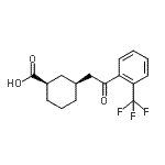 structure of CAS# 735275-40-8, (1R,3S)-3-{2-Oxo-2-[2-(trifluoromethyl)phenyl]ethyl}cyclohexanecarboxylic acid;cis-3-[2-<wbr>oxo-2-(2-<wbr>trifluoro<wbr>methylphe<wbr>nyl)ethyl<wbr>]cyclohex<wbr>ane-1-car<wbr>boxylic a<wbr>cid