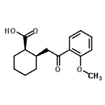 structure of CAS# 736136-32-6, (1R,2R)-2-[2-(2-Methoxyphenyl)-2-oxoethyl]cyclohexanecarboxylic acid;cis-2-[2-<wbr>(2-methox<wbr>yphenyl)-<wbr>2-oxoethy<wbr>l]cyclohe<wbr>xane-1-ca<wbr>rboxylic <wbr>acid