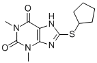 CAS#: 74039-72-8， 8-Cyclopentylsulfanyl-1,3-Dimethyl-7H-Purine-2,6-Dione